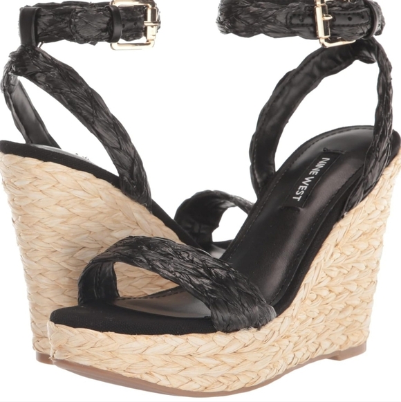 6877705_Black?wid=1000&hei=  Nine West Henri Wedge Sandal Size 9.5